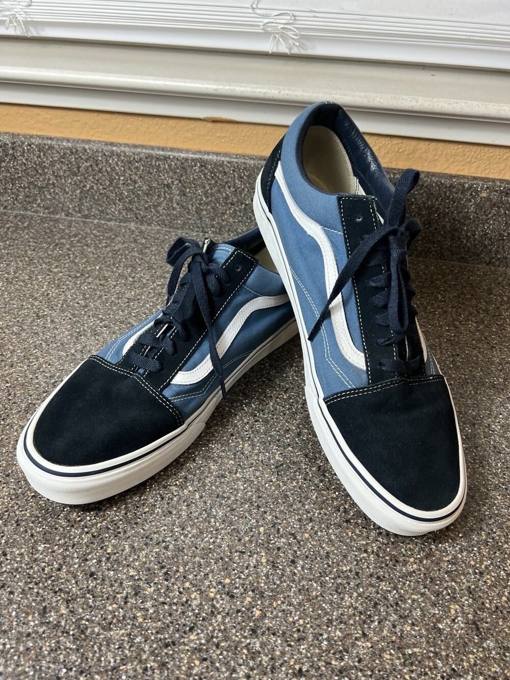 Vans Classic Mens Sz 14 Sneaker Skate Shoes Lace Up Low Blue/Black Suede/Canvas